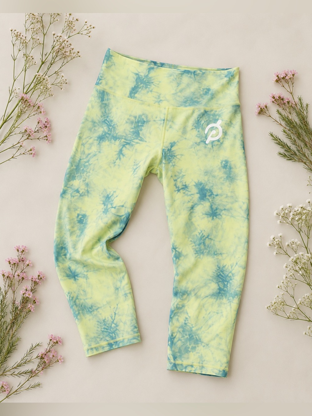 Peloton Cadent Capri Womens Cropped Leggings Tie Dye Neon